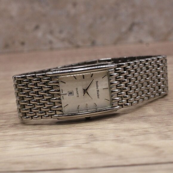 Stanley Blacker Watch Mens Silver Tone Stainless Steel Classic Rectangular Dial - Picture 5 of 8